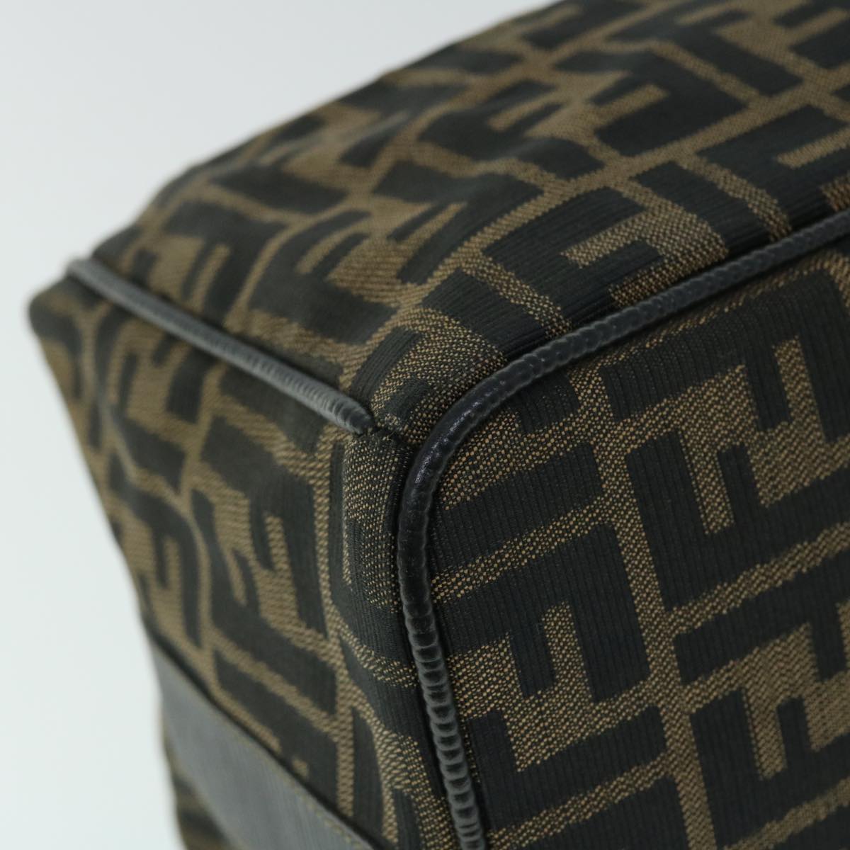 FENDI Zucca Canvas Vanity pouch Hand Bag Brown Black 52743