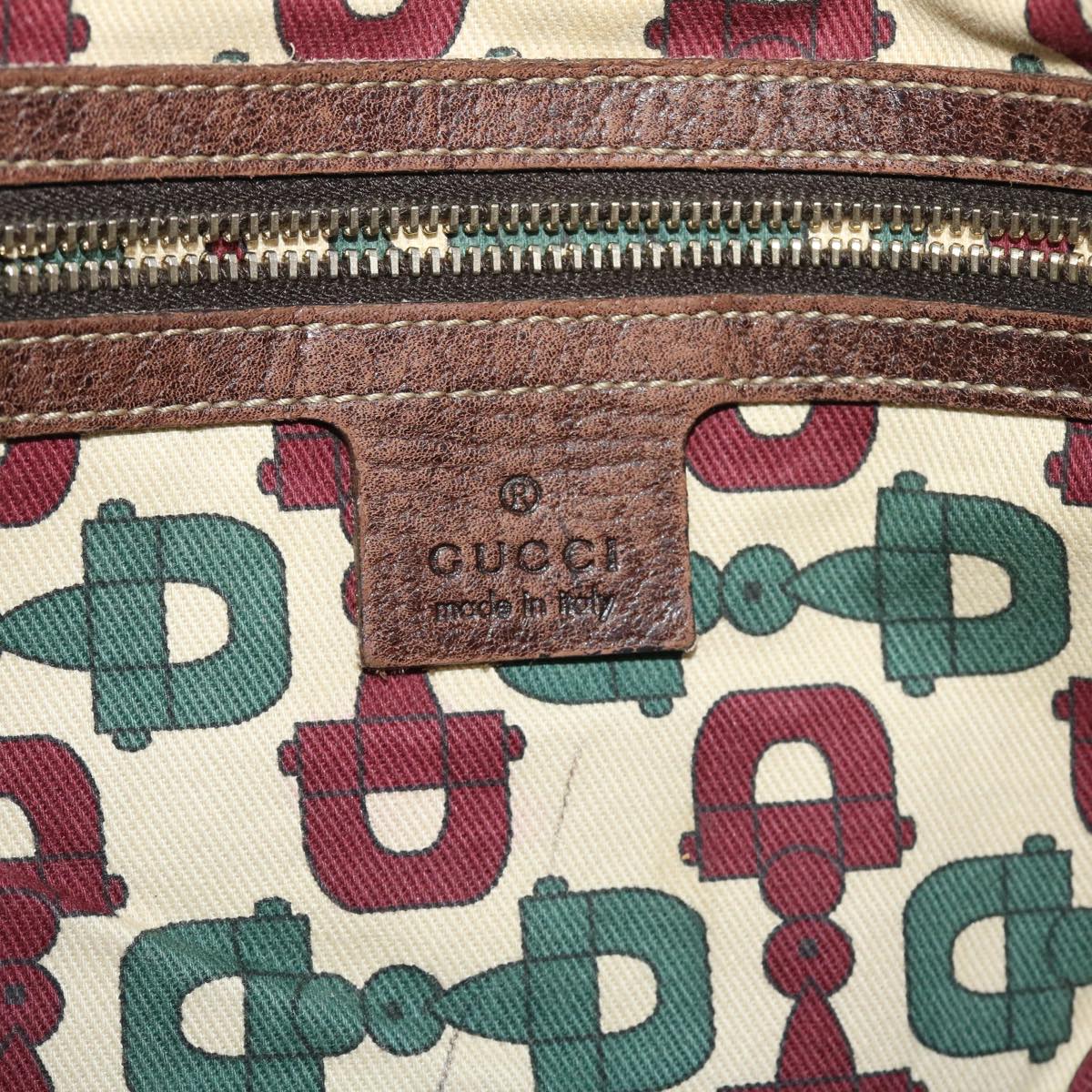 GUCCI GG Canvas Tote Bag Suede Brown 52749