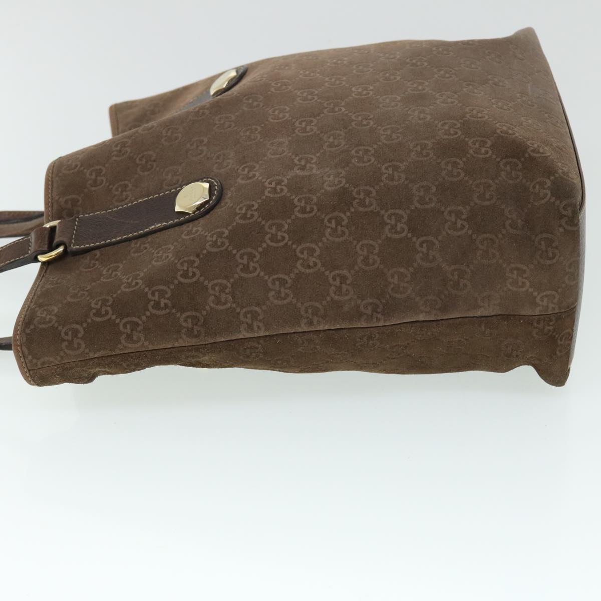 GUCCI GG Canvas Tote Bag Suede Brown 52749