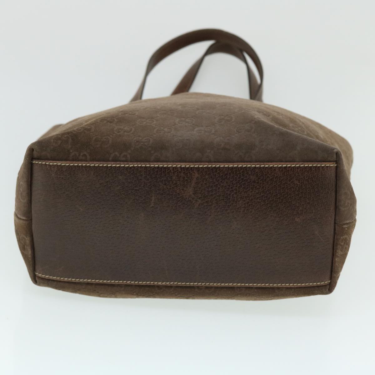 GUCCI GG Canvas Tote Bag Suede Brown 52749