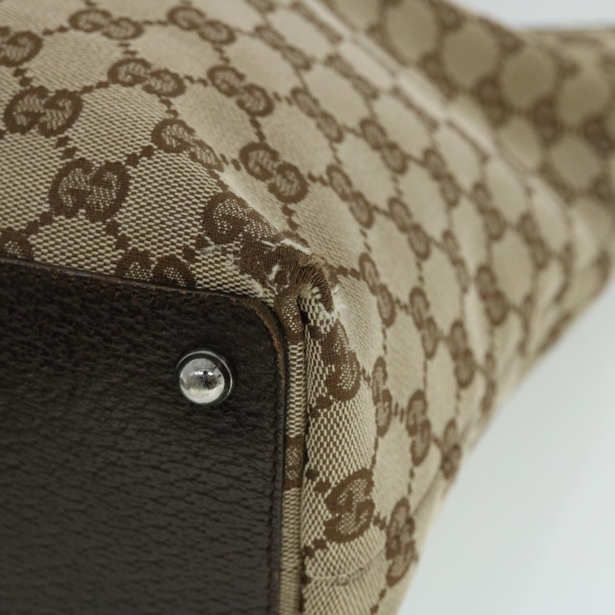 GUCCI GG Canvas Tote Bag Beige Brown 52750
