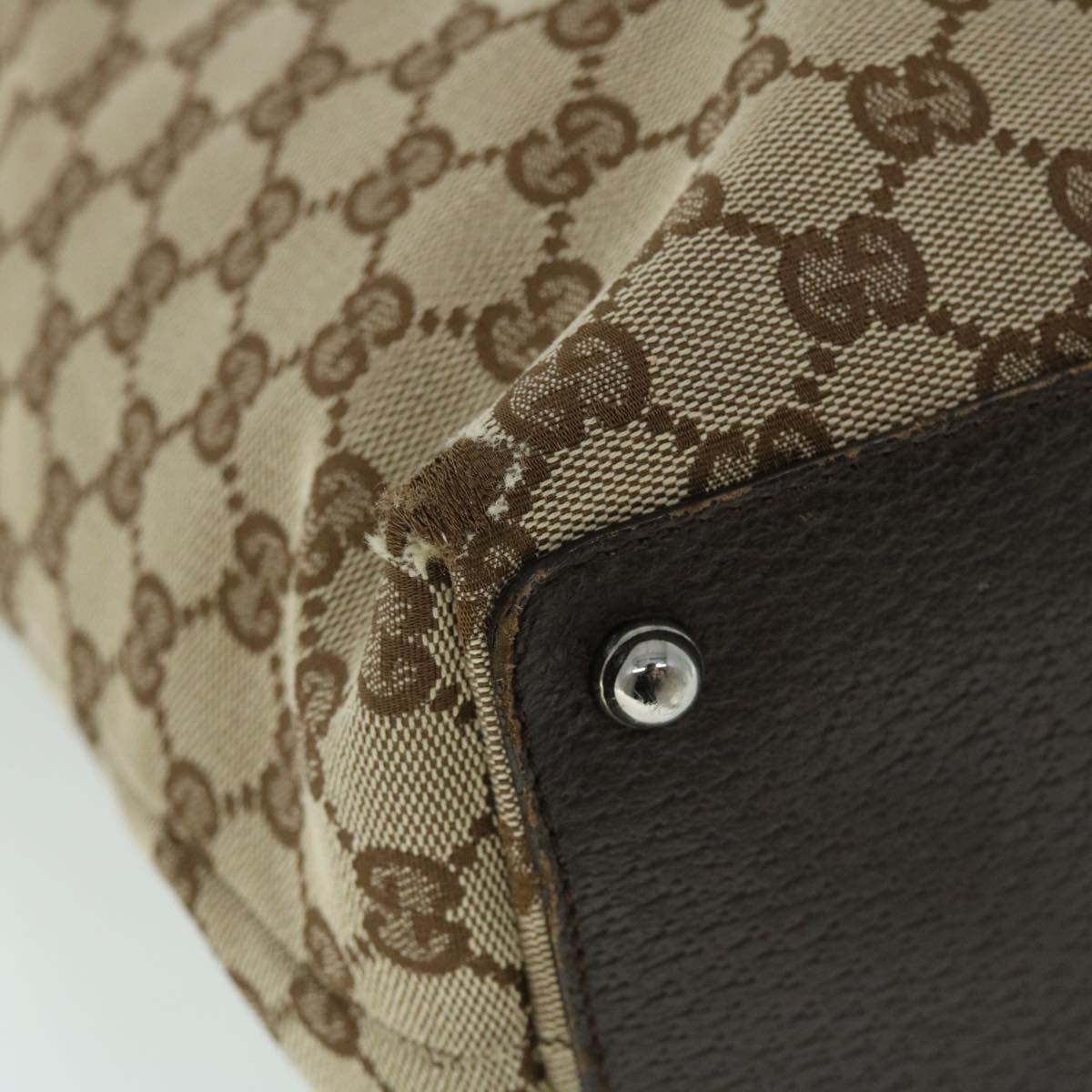 GUCCI GG Canvas Tote Bag Beige Brown 52750