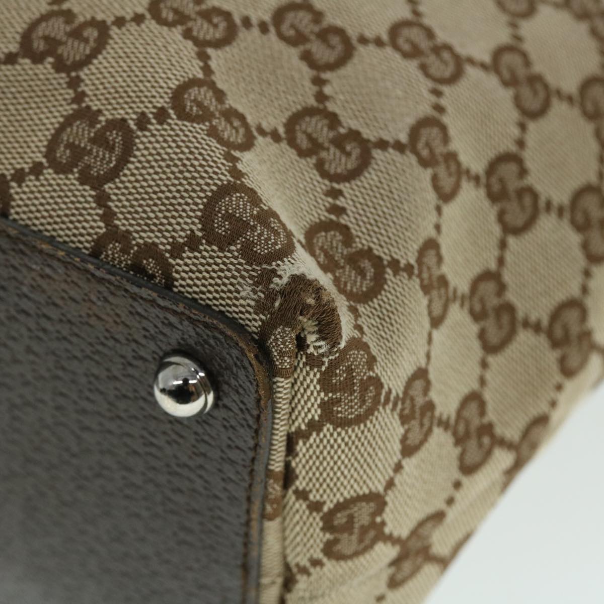 GUCCI GG Canvas Tote Bag Beige Brown 52750