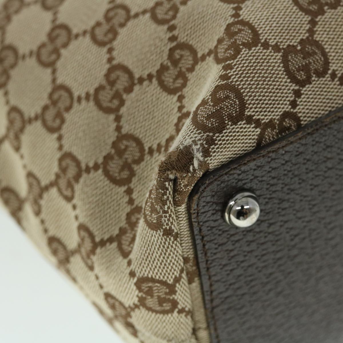 GUCCI GG Canvas Tote Bag Beige Brown 52750