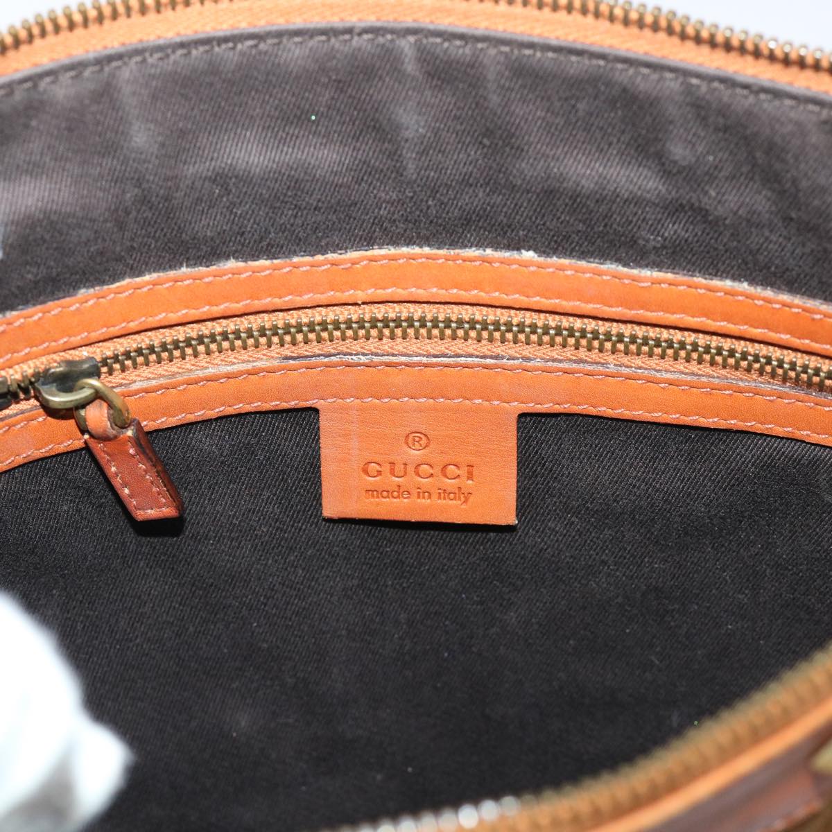 GUCCI GG Canvas Shoulder Bag Leather Beige Orange 120893 52751