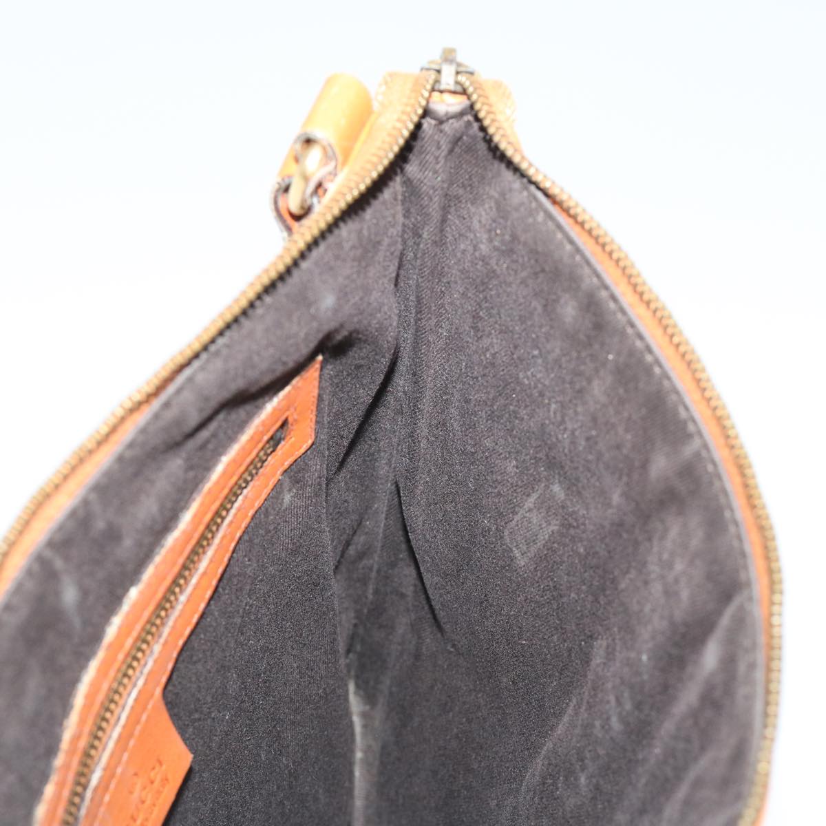 GUCCI GG Canvas Shoulder Bag Leather Beige Orange 120893 52751