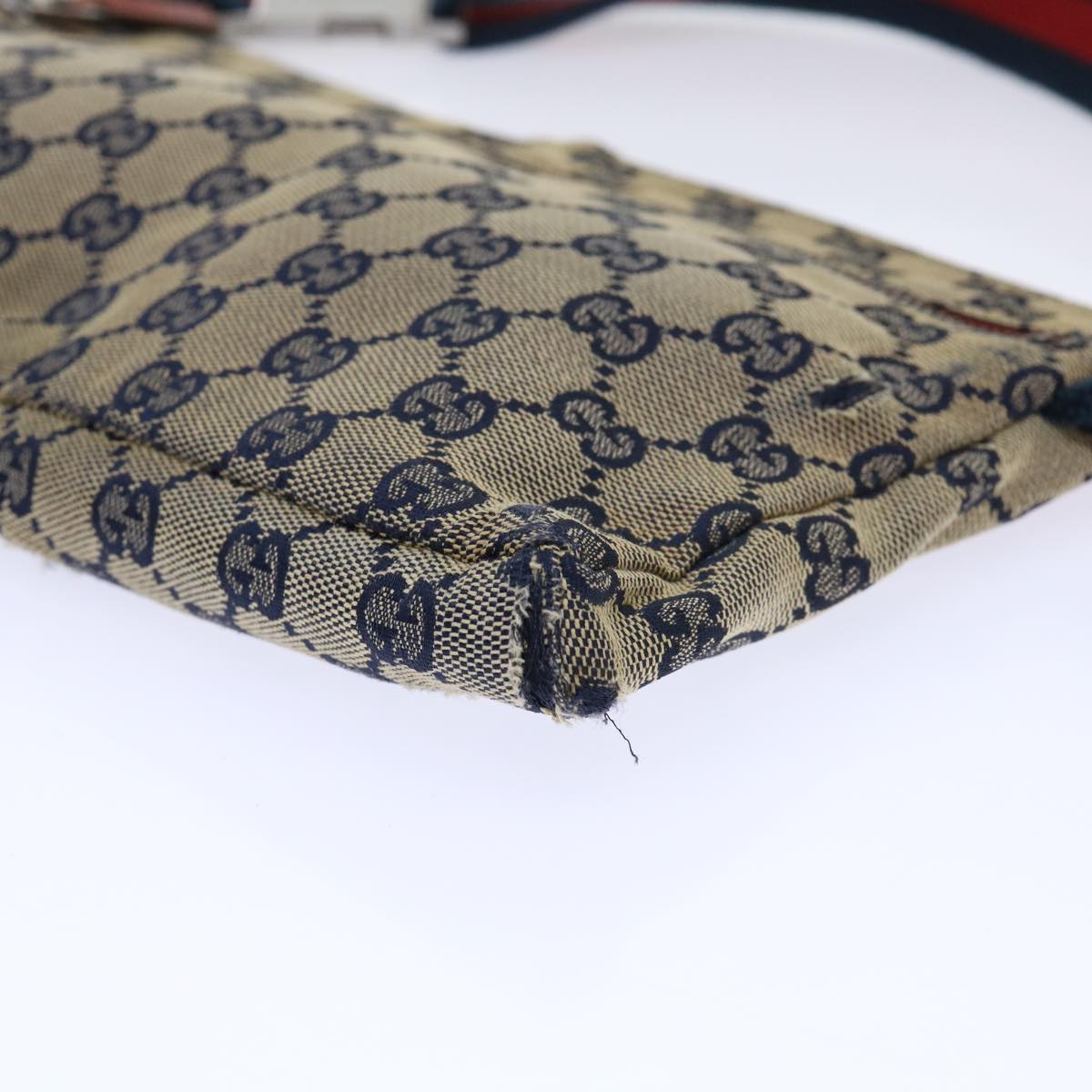 GUCCI GG Canvas Sherry Line Waist bag Leather Beige Red Navy 28566 52752
