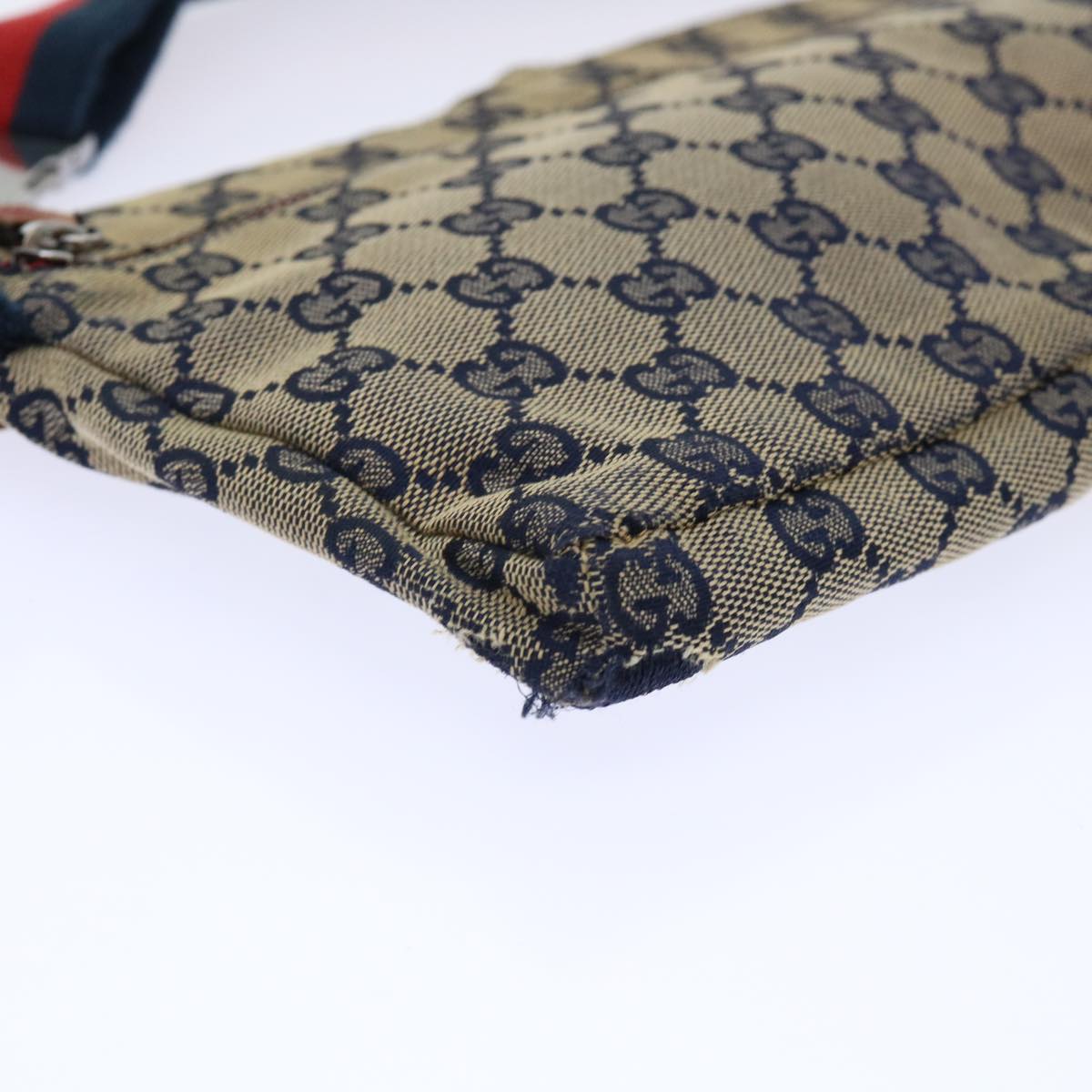 GUCCI GG Canvas Sherry Line Waist bag Leather Beige Red Navy 28566 52752
