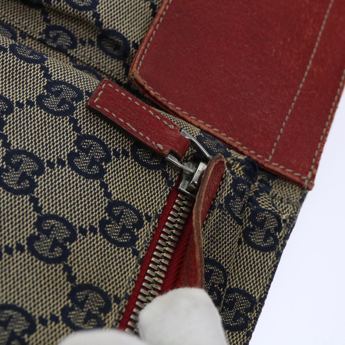 GUCCI GG Canvas Sherry Line Waist bag Leather Beige Red Navy 28566 52752