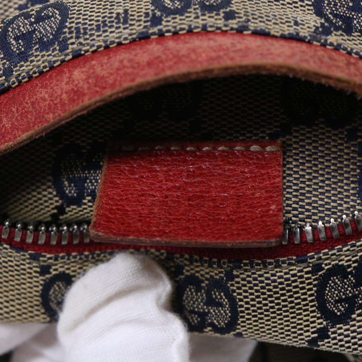 GUCCI GG Canvas Sherry Line Waist bag Leather Beige Red Navy 28566 52752