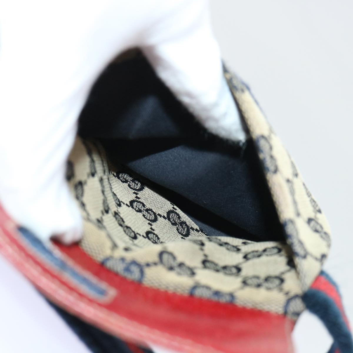 GUCCI GG Canvas Sherry Line Waist bag Leather Beige Red Navy 28566 52752