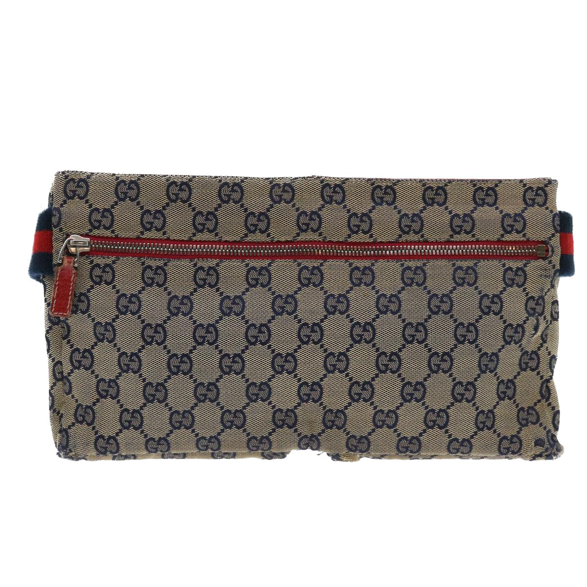 GUCCI GG Canvas Sherry Line Waist bag Leather Beige Red Navy 28566 52752