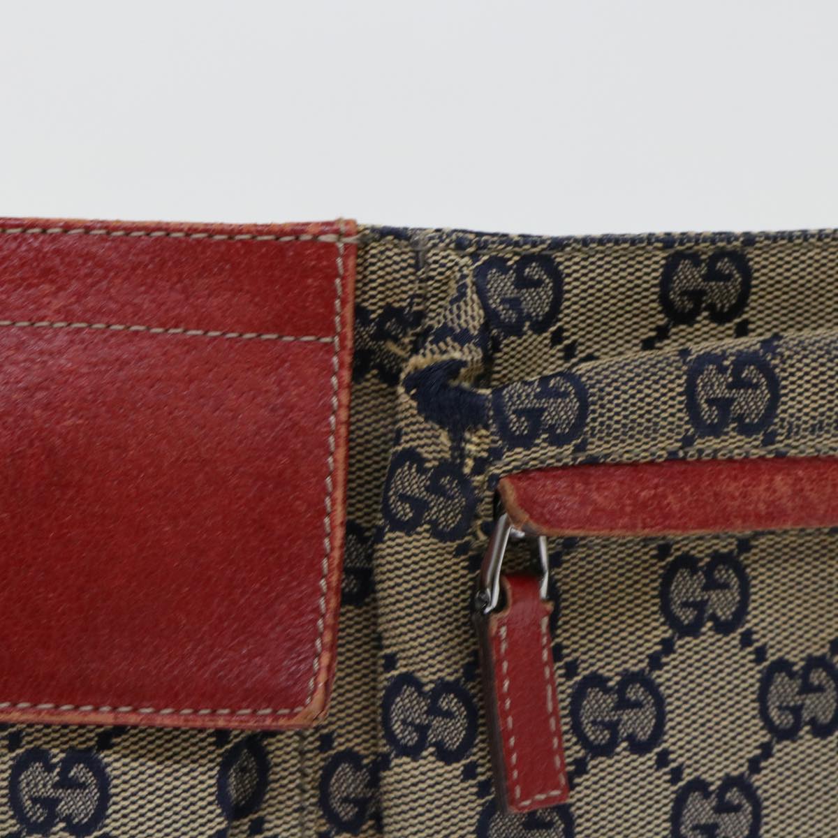 GUCCI GG Canvas Sherry Line Waist bag Leather Beige Red Navy 28566 52752