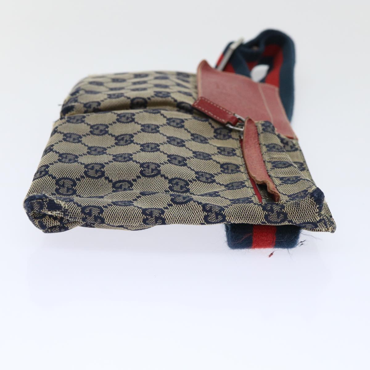 GUCCI GG Canvas Sherry Line Waist bag Leather Beige Red Navy 28566 52752