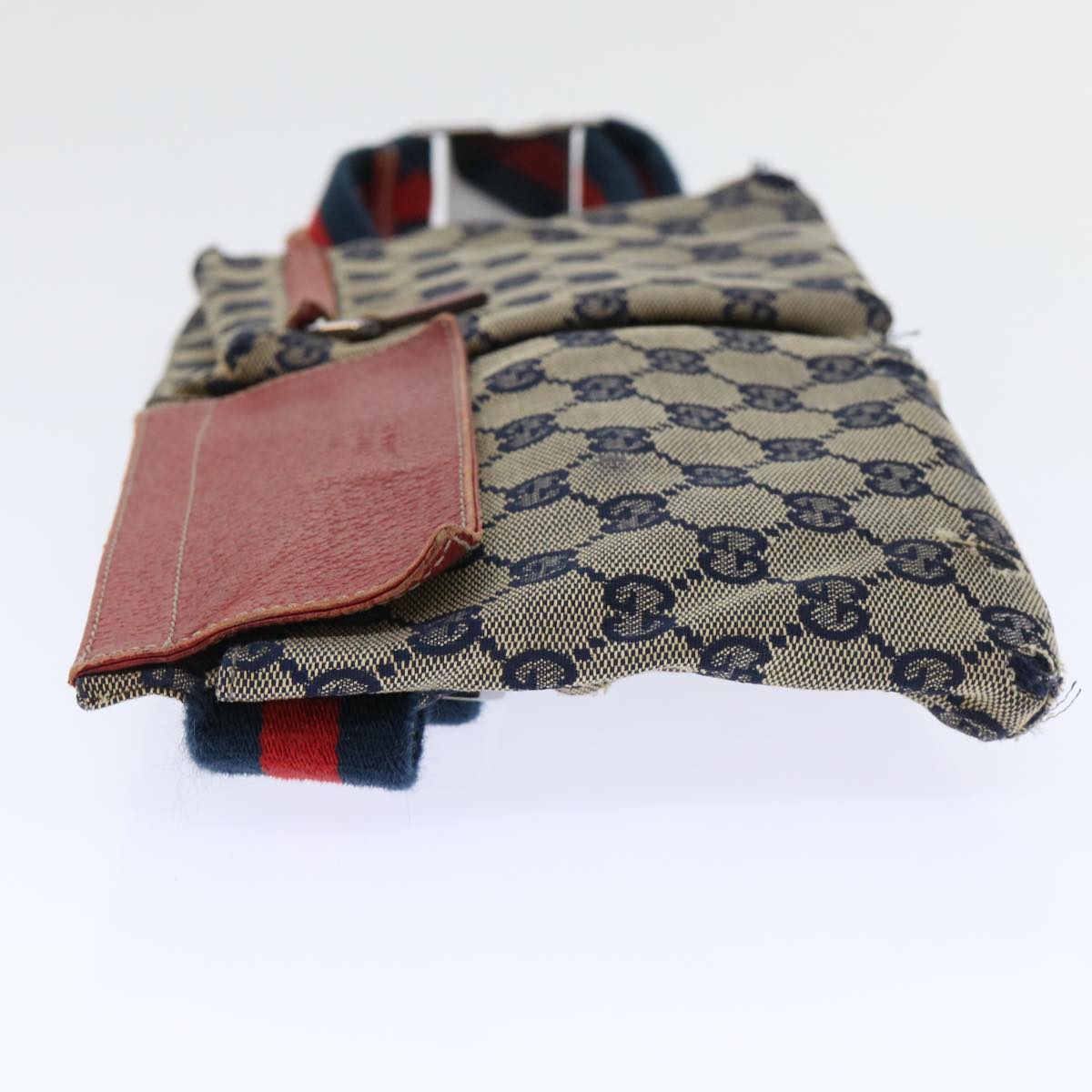 GUCCI GG Canvas Sherry Line Waist bag Leather Beige Red Navy 28566 52752