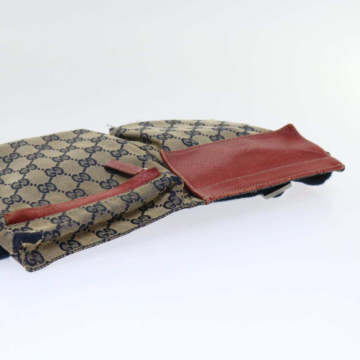 GUCCI GG Canvas Sherry Line Waist bag Leather Beige Red Navy 28566 52752