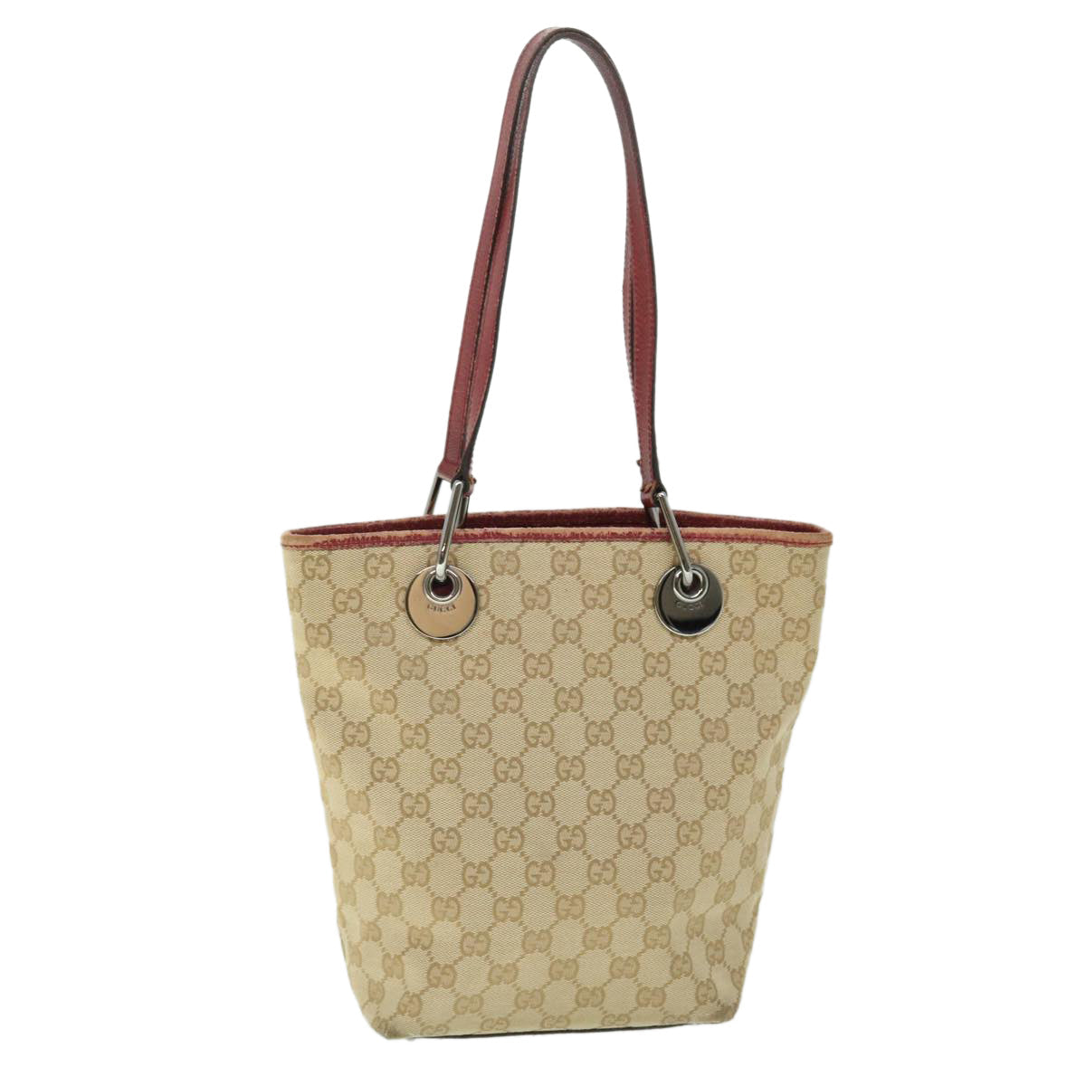 GUCCI GG Canvas Tote Bag Beige Red 52753