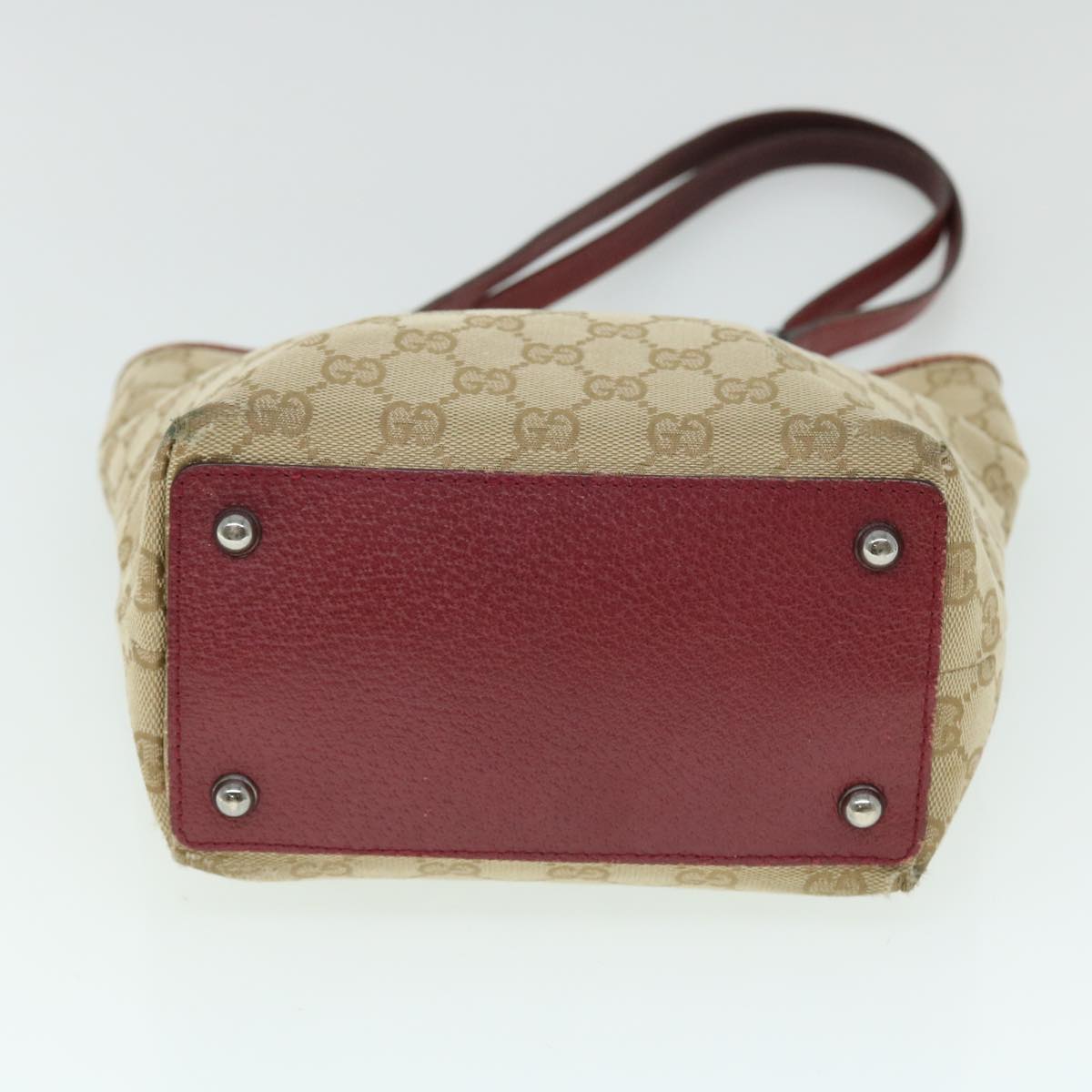 GUCCI GG Canvas Tote Bag Beige Red 52753