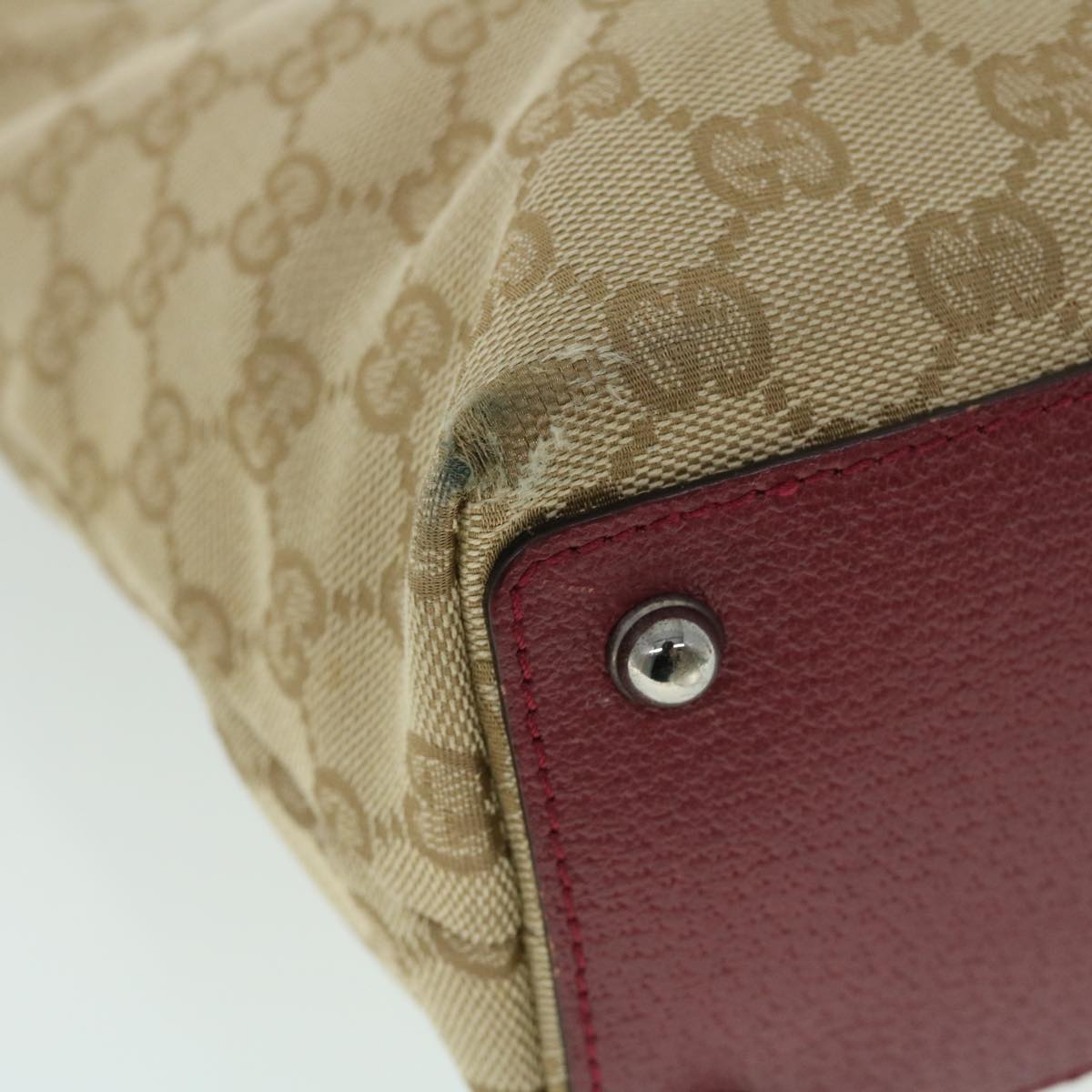 GUCCI GG Canvas Tote Bag Beige Red 52753