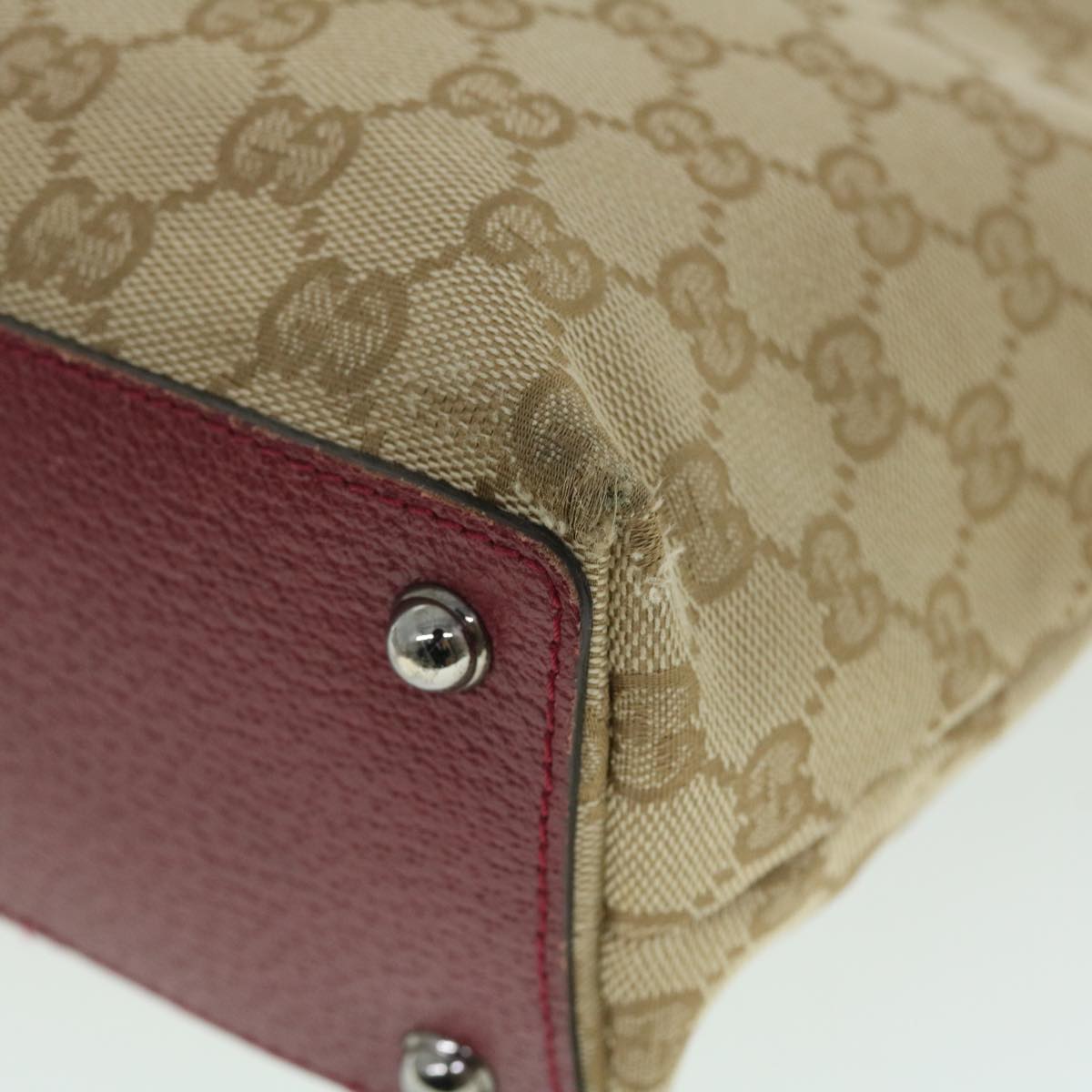 GUCCI GG Canvas Tote Bag Beige Red 52753