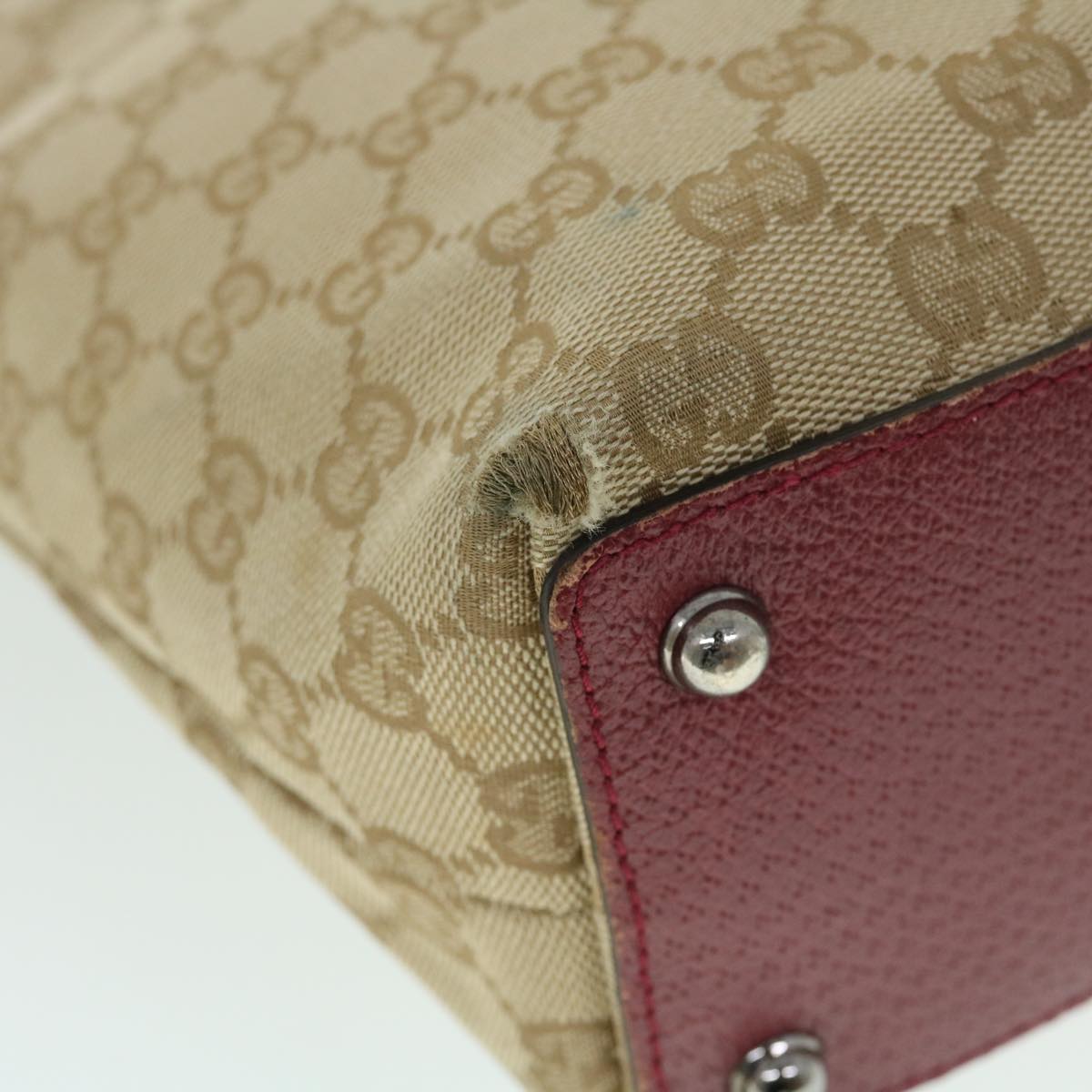 GUCCI GG Canvas Tote Bag Beige Red 52753