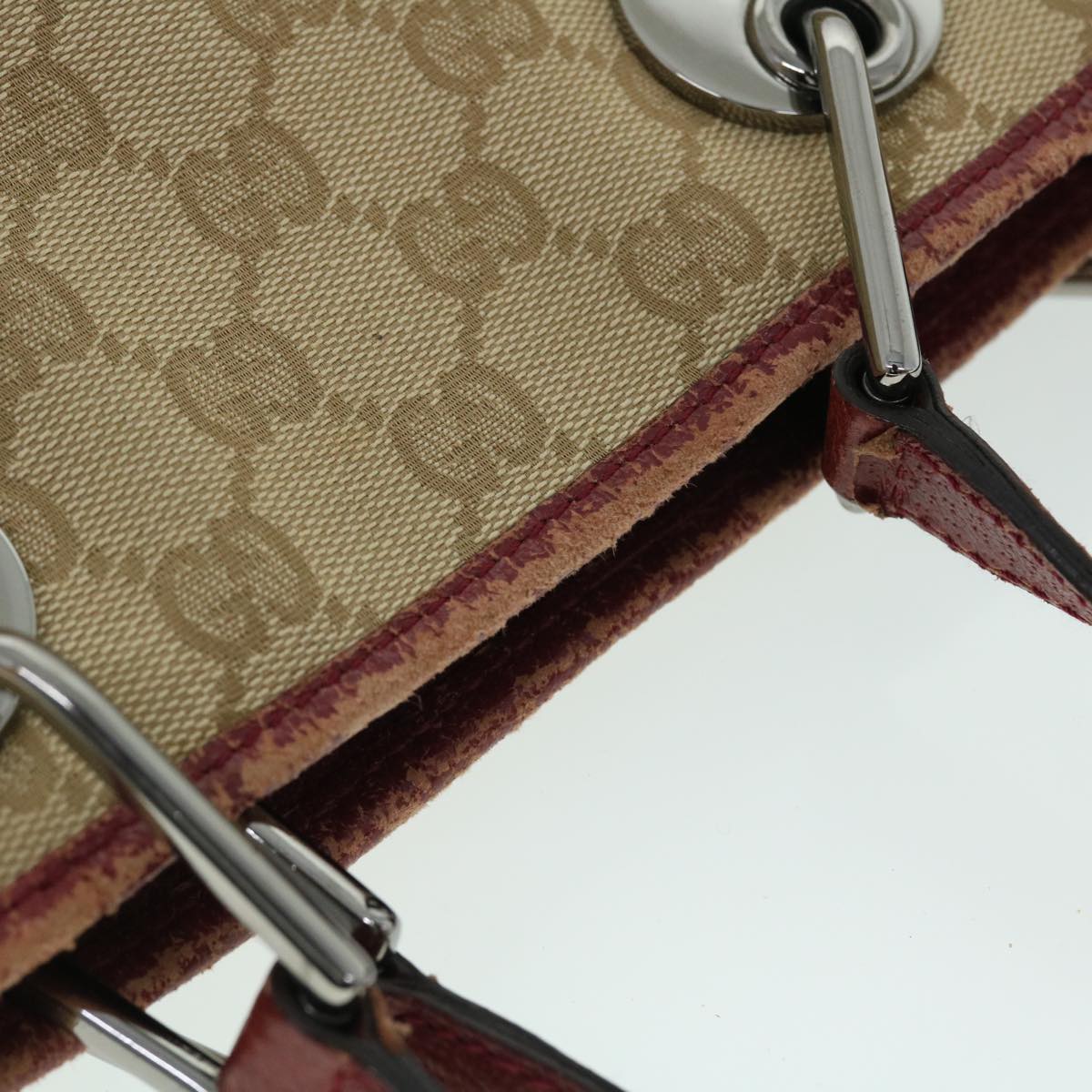 GUCCI GG Canvas Tote Bag Beige Red 52753