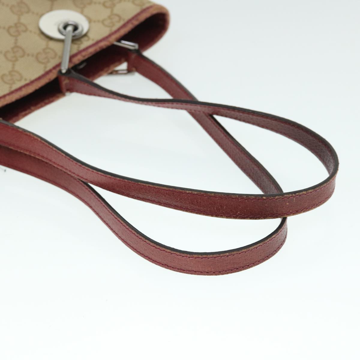 GUCCI GG Canvas Tote Bag Beige Red 52753