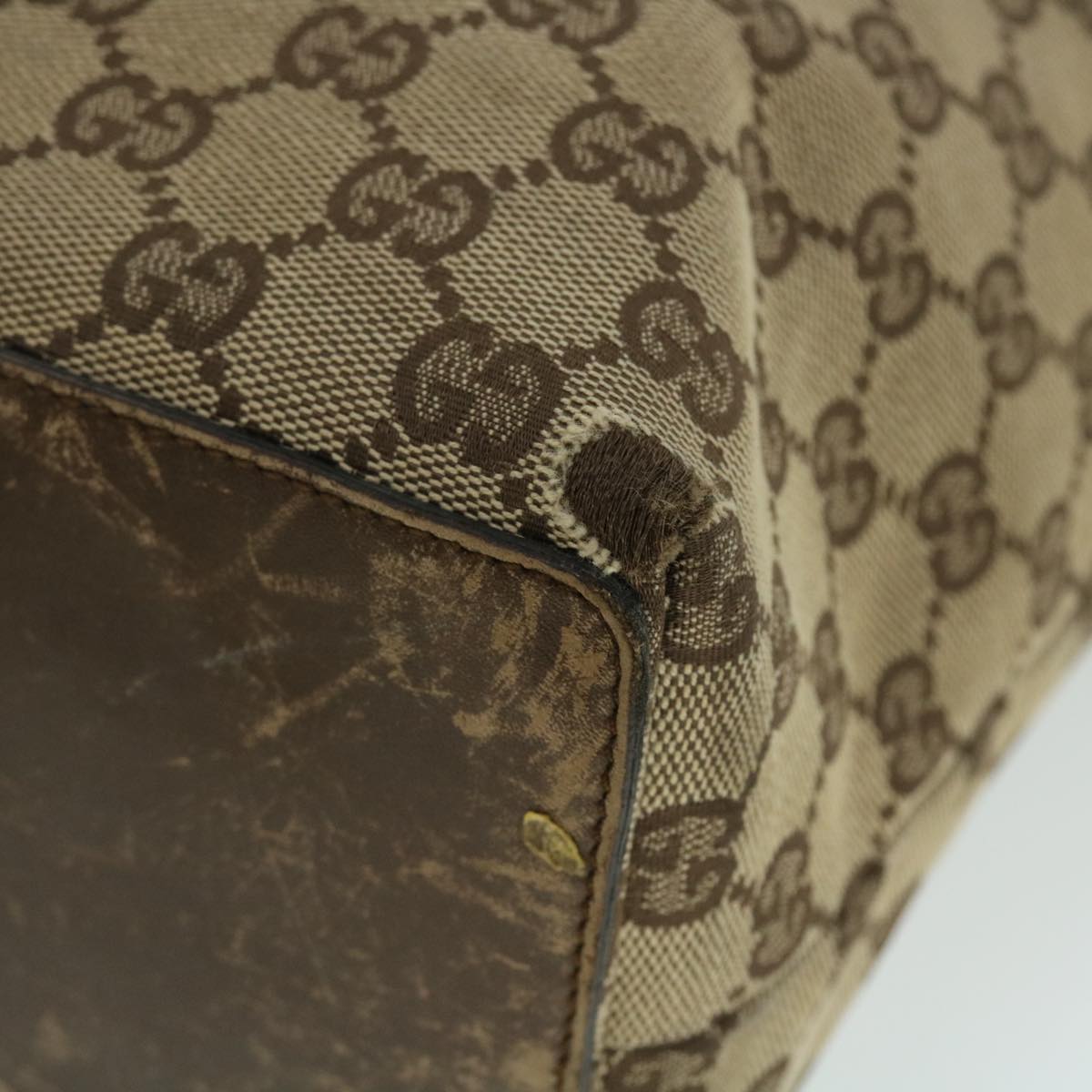 GUCCI GG Canvas Tote Bag Beige Brown 52754