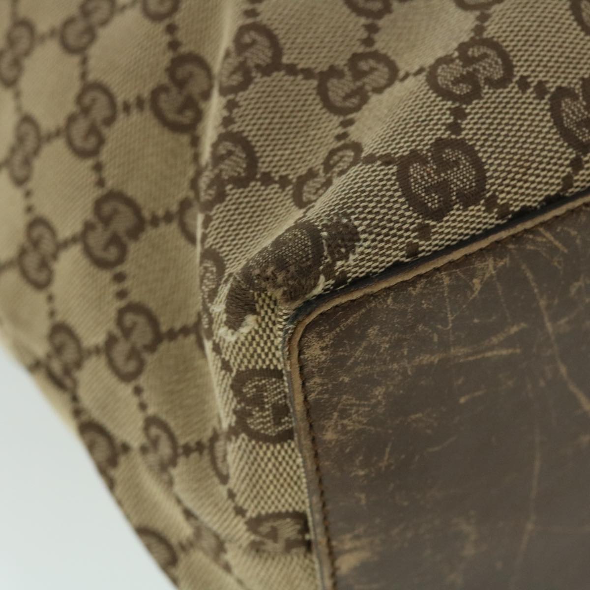 GUCCI GG Canvas Tote Bag Beige Brown 52754