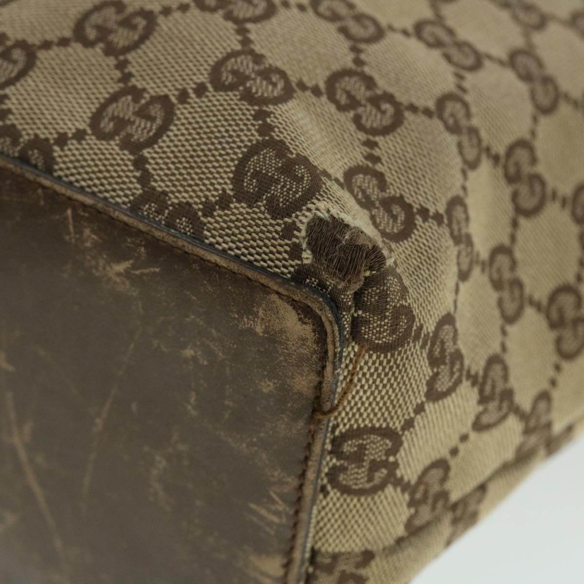 GUCCI GG Canvas Tote Bag Beige Brown 52754