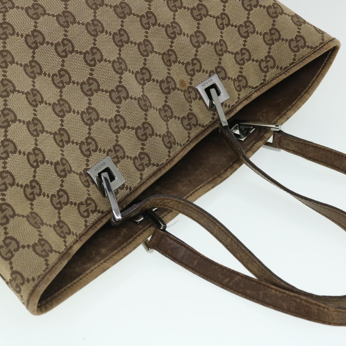 GUCCI GG Canvas Tote Bag Beige Brown 52754