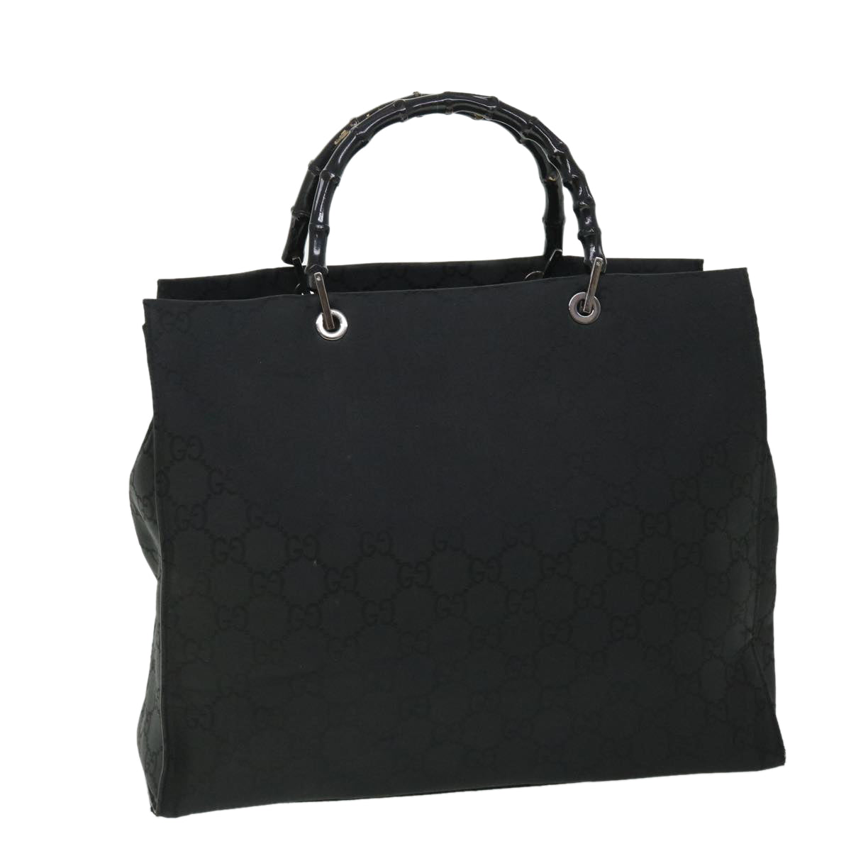 GUCCI GG Canvas Bamboo Hand Bag Nylon Black 52760