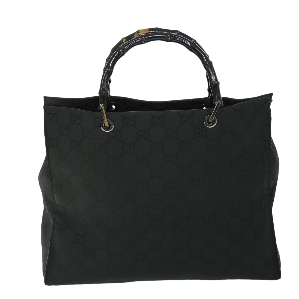 GUCCI GG Canvas Bamboo Hand Bag Nylon Black 52760