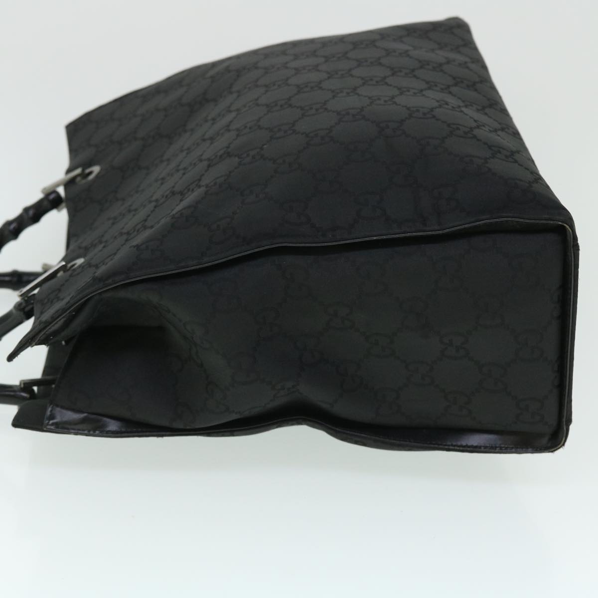 GUCCI GG Canvas Bamboo Hand Bag Nylon Black 52760