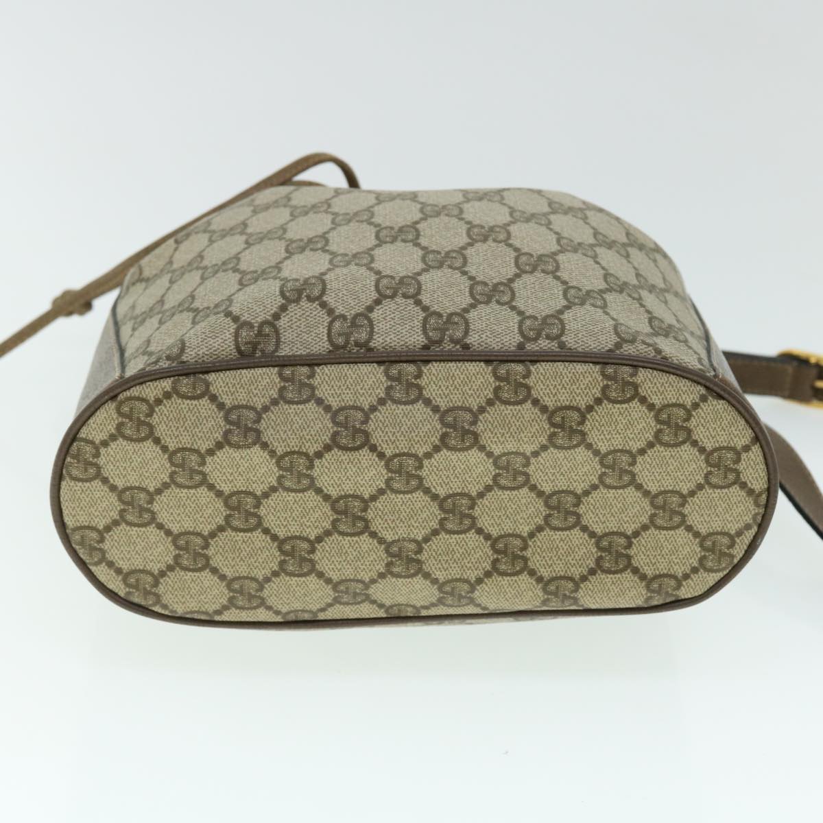 GUCCI GG Canvas Web Sherry Line Shoulder Bag PVC Leather Beige Green 52761