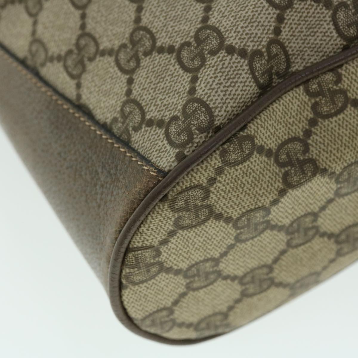GUCCI GG Canvas Web Sherry Line Shoulder Bag PVC Leather Beige Green 52761