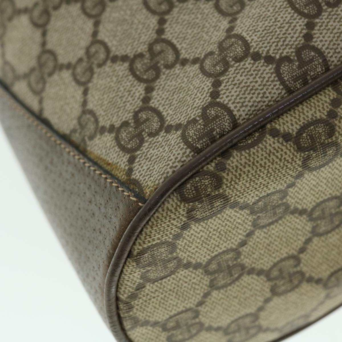 GUCCI GG Canvas Web Sherry Line Shoulder Bag PVC Leather Beige Green 52761
