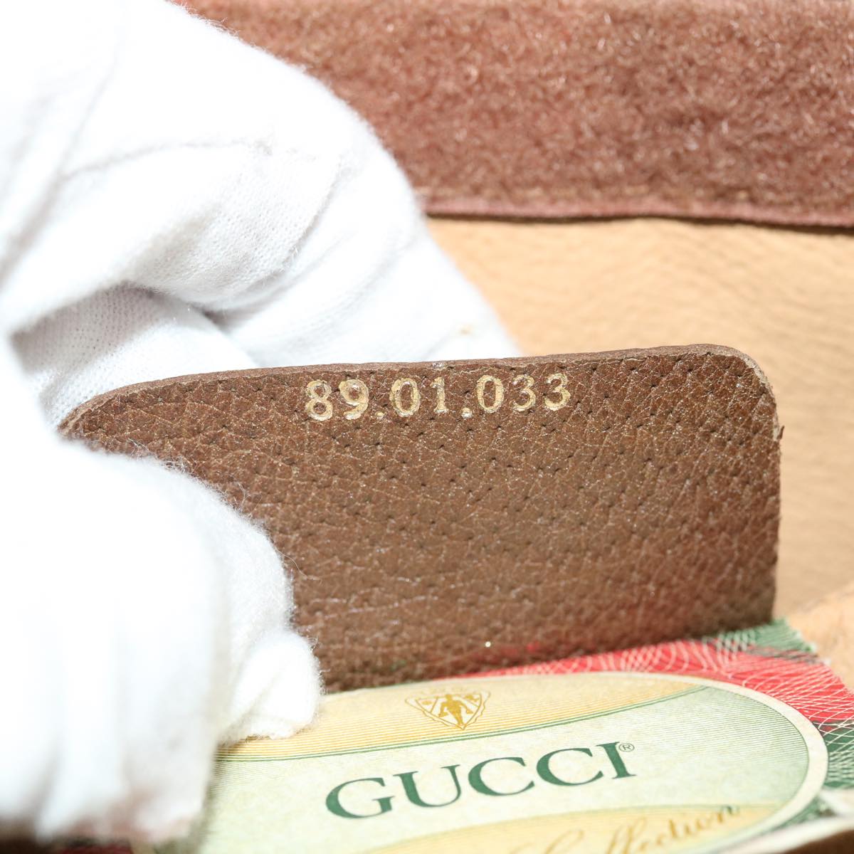 GUCCI GG Canvas Web Sherry Line Clutch Bag PVC Leather Beige Green 52762