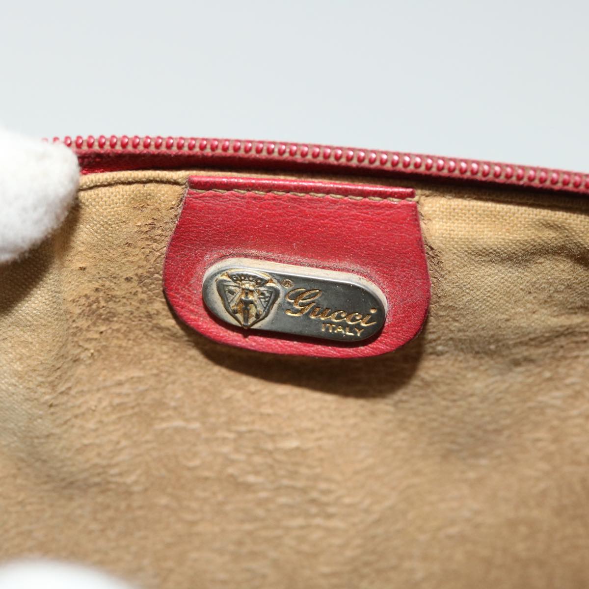 GUCCI Micro GG Canvas Clutch Bag Coated Canvas Red 52786