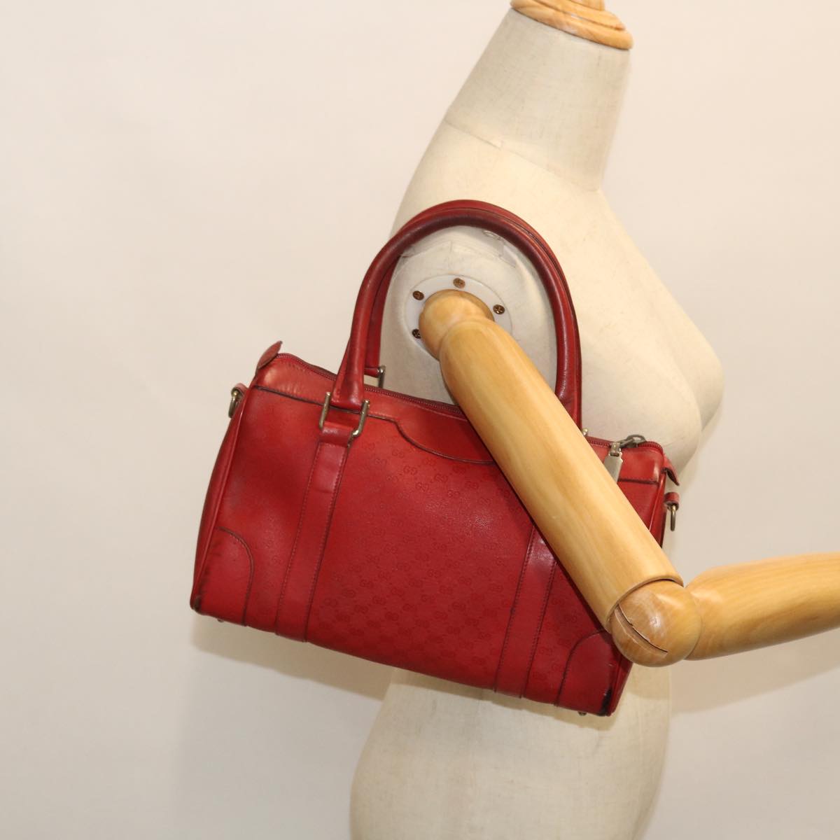 GUCCI Micro GG Canvas Clutch Bag Coated Canvas Red 52786