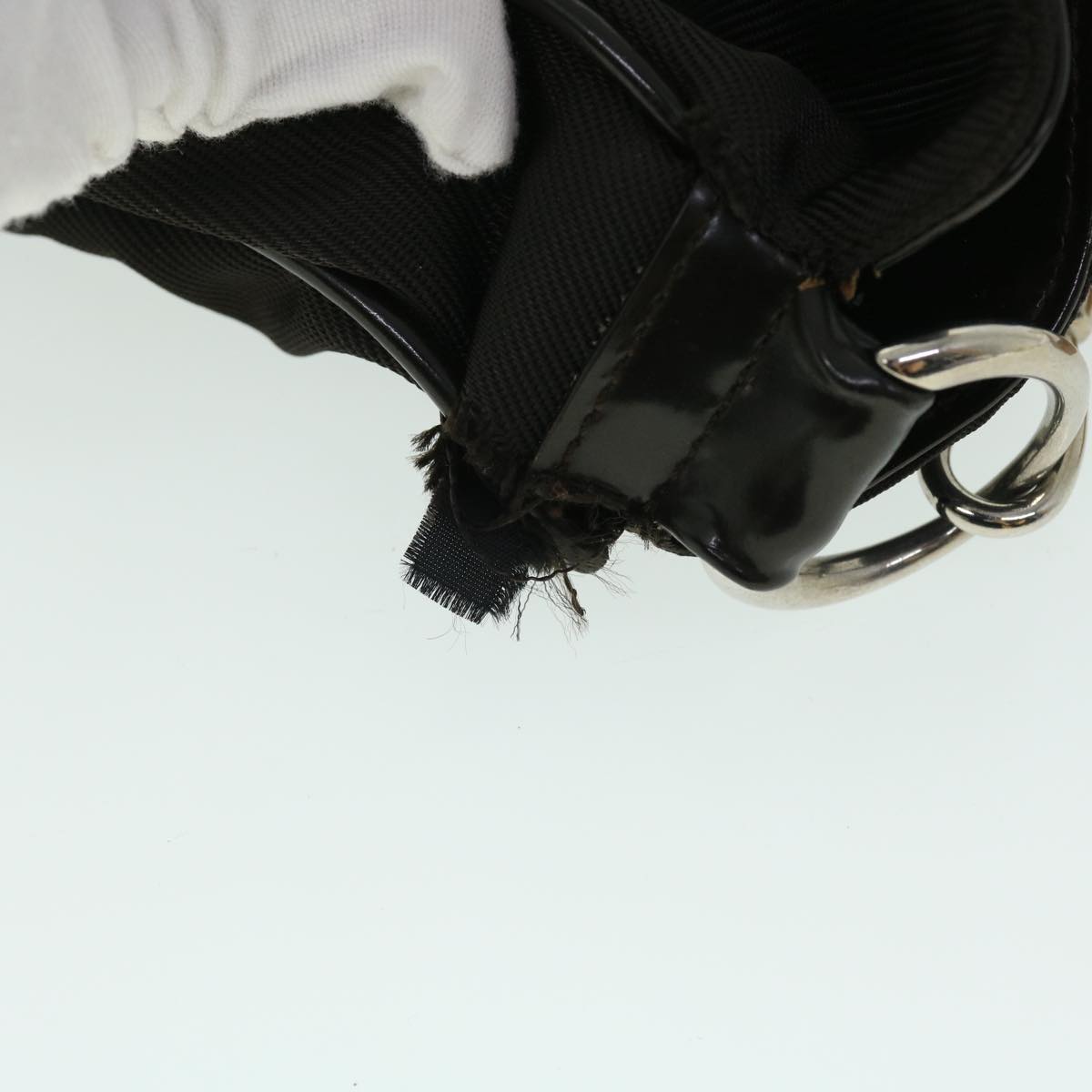 GUCCI Bamboo Shoulder Bag Nylon Black 001 2852 1577 5 52877