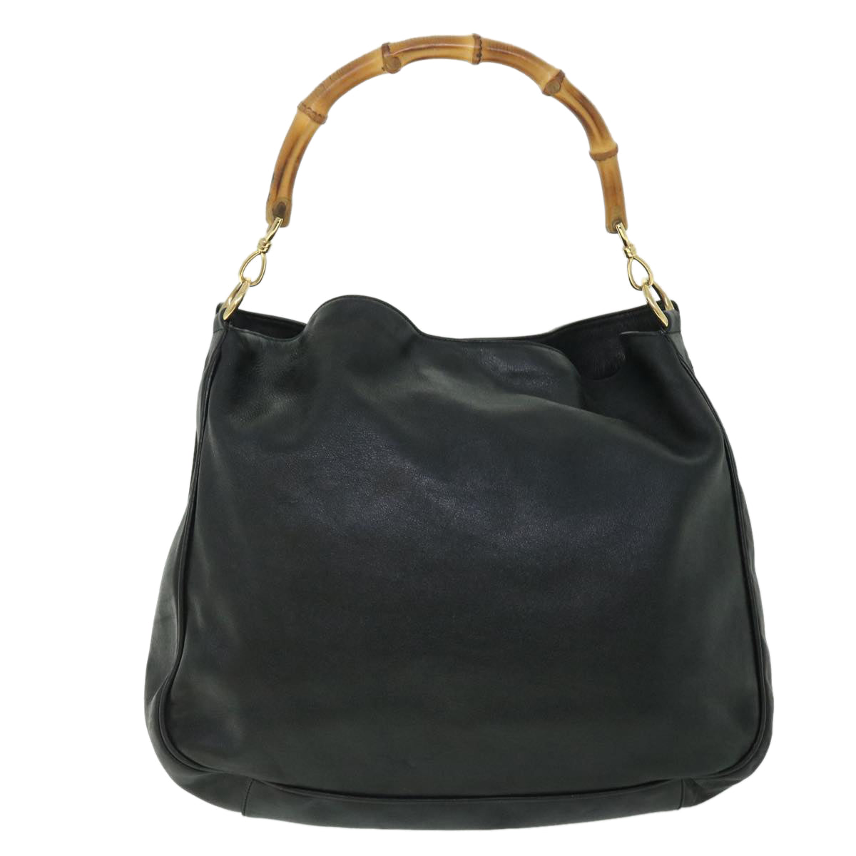 GUCCI Bamboo Shoulder Bag Leather 2way Black 52913