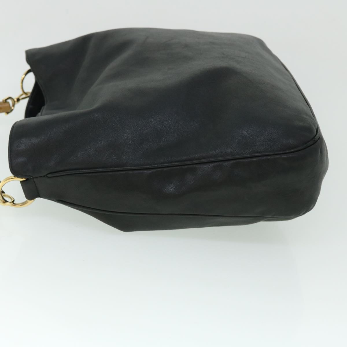 GUCCI Bamboo Shoulder Bag Leather 2way Black 52913