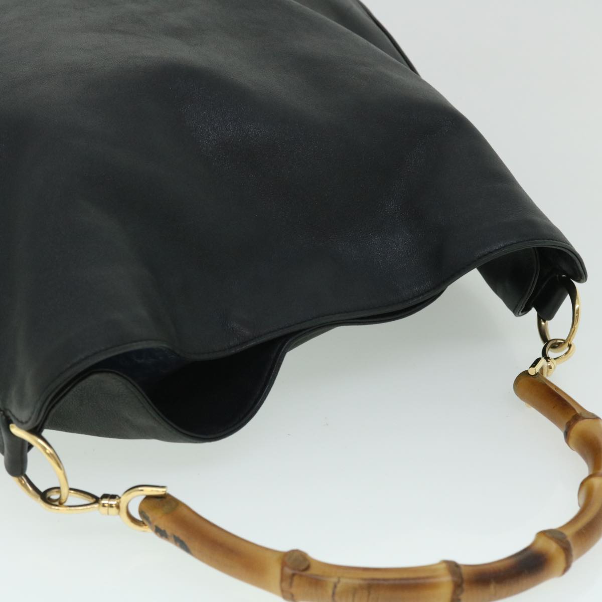 GUCCI Bamboo Shoulder Bag Leather 2way Black 52913