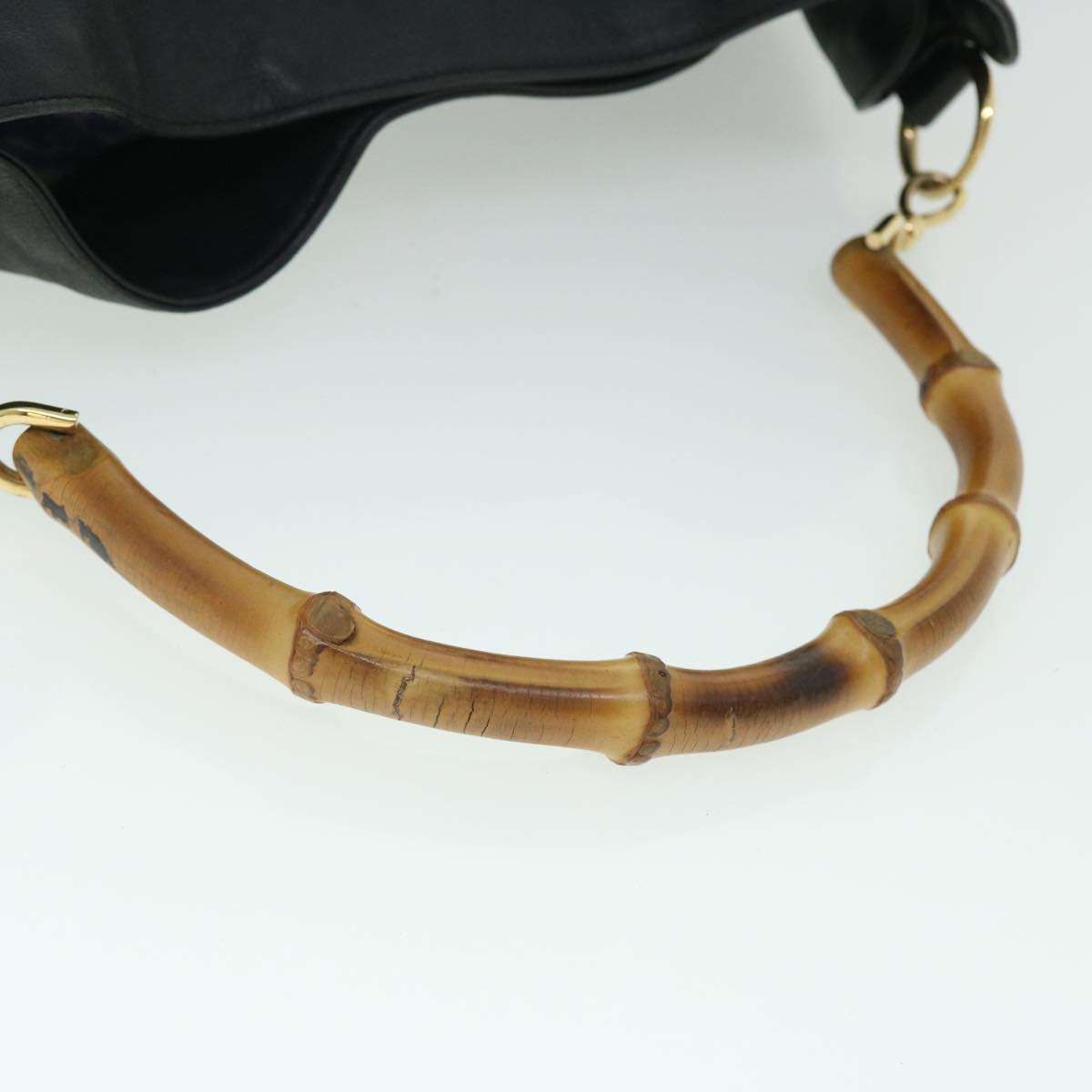 GUCCI Bamboo Shoulder Bag Leather 2way Black 52913