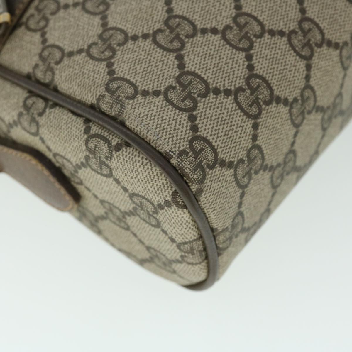 GUCCI GG Canvas Web Sherry Line Shoulder Bag PVC Leather Beige Green 52918