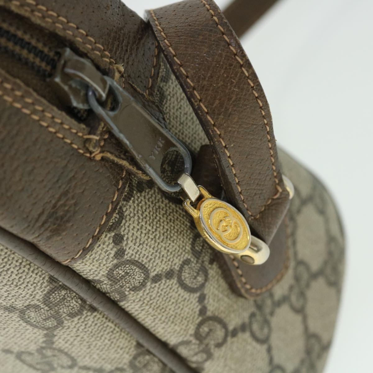 GUCCI GG Canvas Web Sherry Line Shoulder Bag PVC Leather Beige Green 52918