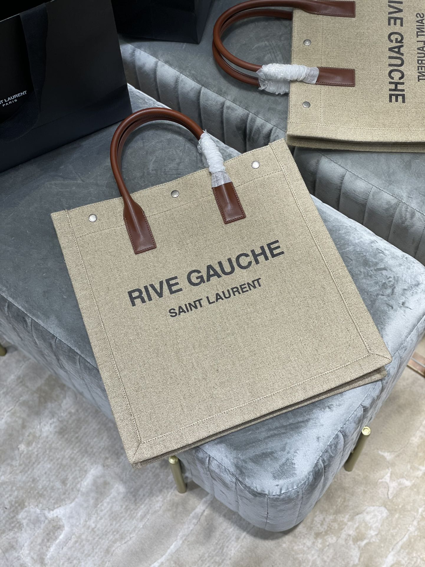 GLAMI Rive Gauche North/South Tote Bag In Printed Linen For Women 15.3in/39cm YSL