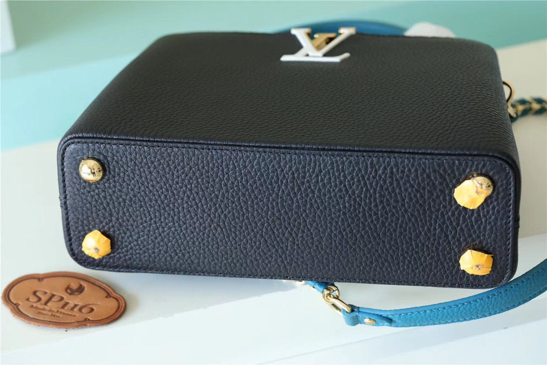 LV Capucines GLAMI Taurillon Black/Blue For Women, WomenÃ¢â‚¬â„¢s Bags, Shoulder And Crossbody Bags 10.6in/27cm LV