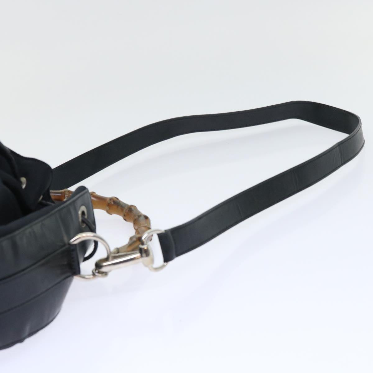 GUCCI Bamboo Shoulder Bag Nylon Leather 2way Black 53004